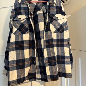 Plaid Button-Up Shirt Jacket